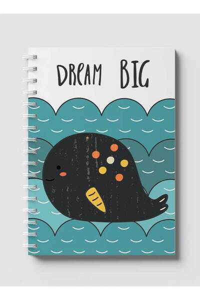 LOWHA دفتر ملاحظات حلزوني مع غلافين أمامي وخلفي صلبين بتصميم "حلم الحوت الكبير"