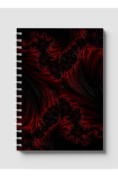 LOWHA Spiral Notebook with Front and Back Hard Covers Featuring Red & Black Texture Design