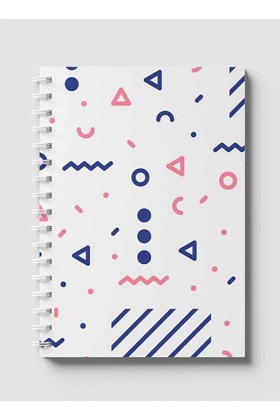 LOWHA Spiral Notebook with Front and Back Hard Covers Featuring Modern Mix Shapes Design