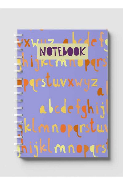 LOWHA Spiral Notebook with Front and Back Hard Covers Featuring Letters Design