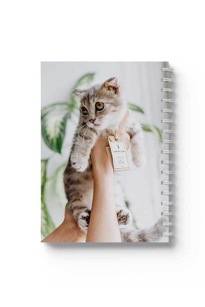 LOWHA Spiral Notebook with Front and Back Hard Covers Featuring Cat Design