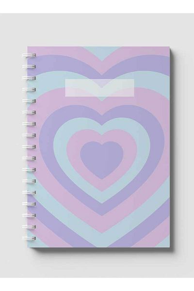 LOWHA Spiral Notebook with Front and Back Hard Covers Featuring Aesthetic Heart Colored Design