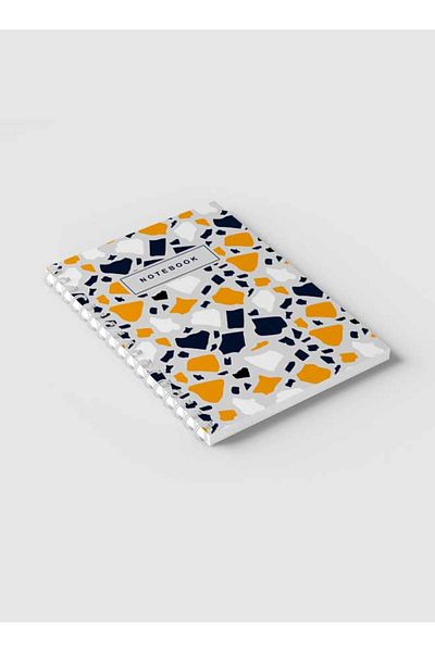 LOWHA Spiral Notebook with Front and Back Hard Covers Featuring Terrazzo Style Design