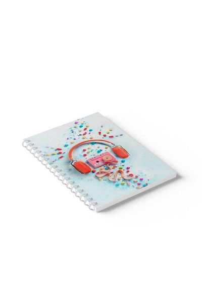 LOWHA Spiral Notebook with Front and Back Hard Covers Featuring Mix Tape Design