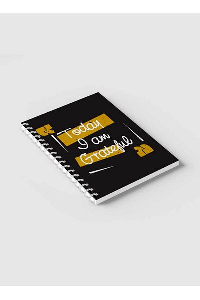 LOWHA Spiral Notebook with Front and Back Hard Covers Featuring Today I am Grateful Design