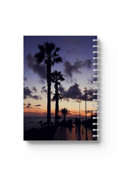 LOWHA Spiral Notebook with Front and Back Hard Covers Featuring Palm Beach Design