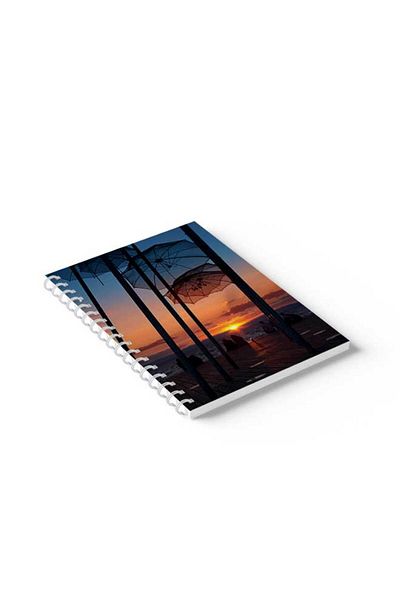 LOWHA Spiral Notebook with Front and Back Hard Covers Featuring Over the Beach Design