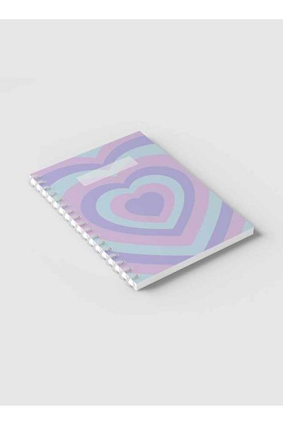 LOWHA Spiral Notebook with Front and Back Hard Covers Featuring Aesthetic Heart Colored Design