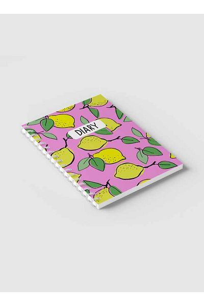 LOWHA Spiral Notebook with Front and Back Hard Covers Featuring Lemons Design