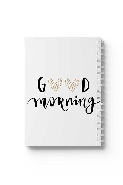 LOWHA Spiral Notebook with Front and Back Hard Covers Featuring Good Morning Design