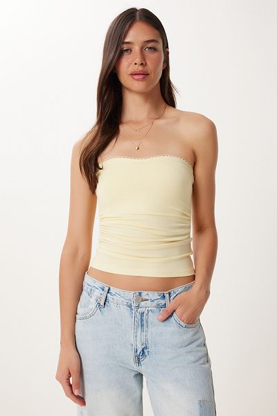 Lovelyİstanbul 2 Pack Strapless Gathered Stretchy Knitted Blouse