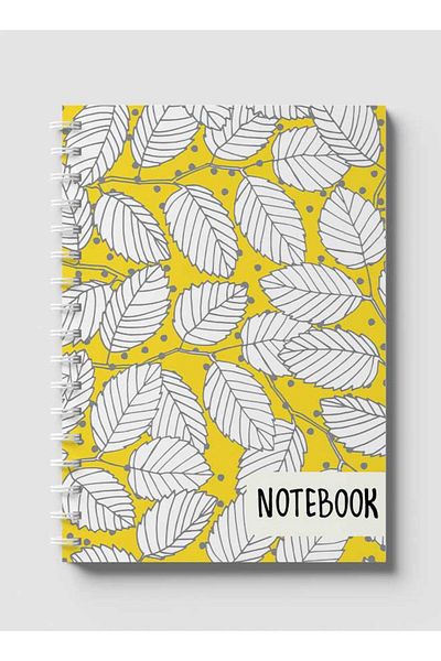 LOWHA Spiral Notebook with Front and Back Hard Covers Featuring Elm Branches & Leaves Design