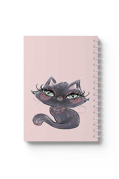 LOWHA Spiral Notebook with Front and Back Hard Covers Featuring Cat Design