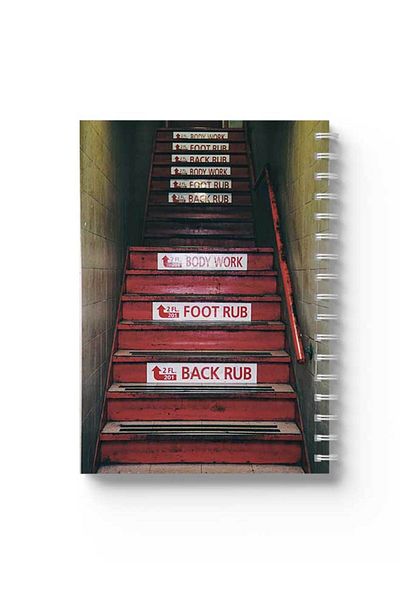 LOWHA Spiral Notebook with Front and Back Hard Covers Featuring Stairs Design