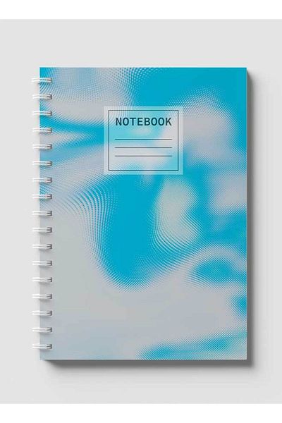 LOWHA Spiral Notebook with Front and Back Hard Covers Featuring Abstract Blue Texture Design