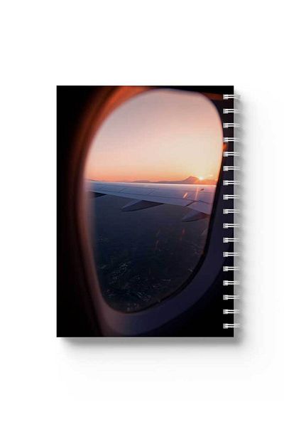 LOWHA Spiral Notebook with Front and Back Hard Covers Featuring Plane Window Design