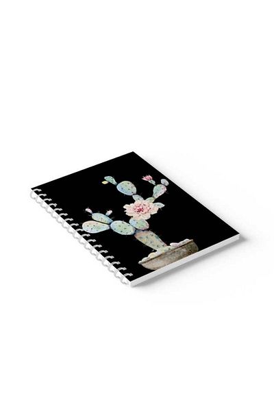 LOWHA Spiral Notebook with Front and Back Hard Covers Featuring Cactus Flower Design