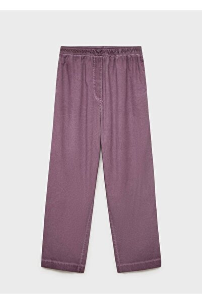 MANGO Woman Pamuklu garment dyed uzun pantolon