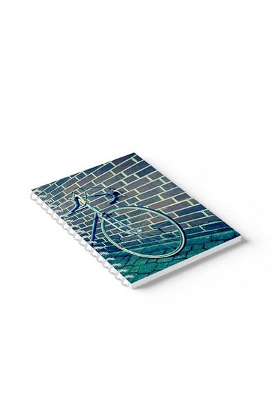 LOWHA Spiral Notebook with Front and Back Hard Covers Featuring Bicycle Design