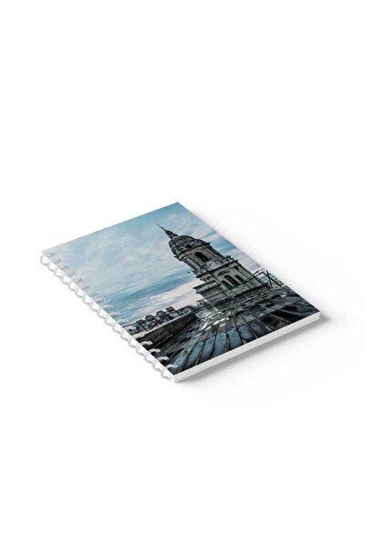 LOWHA دفتر ملاحظات حلزوني مع غلافين أمامي وخلفي صلبين بتصميم برج على البحر