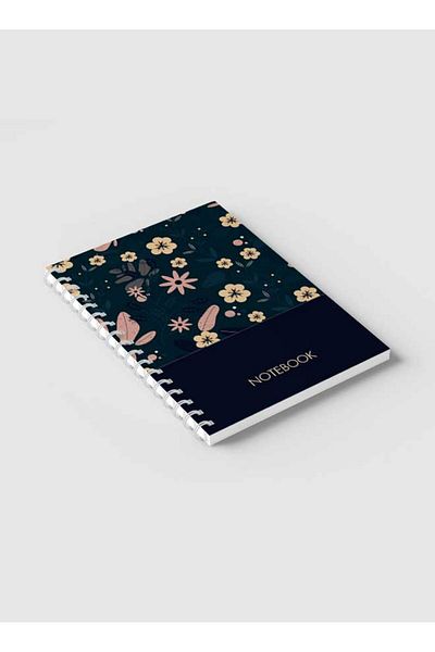 LOWHA Spiral Notebook with Front and Back Hard Covers Featuring Floral Design