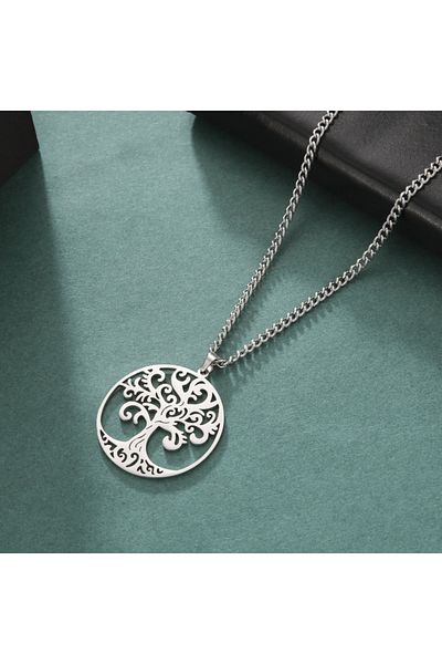 Viking Tree of Life Square Chain 316L Steel Necklace