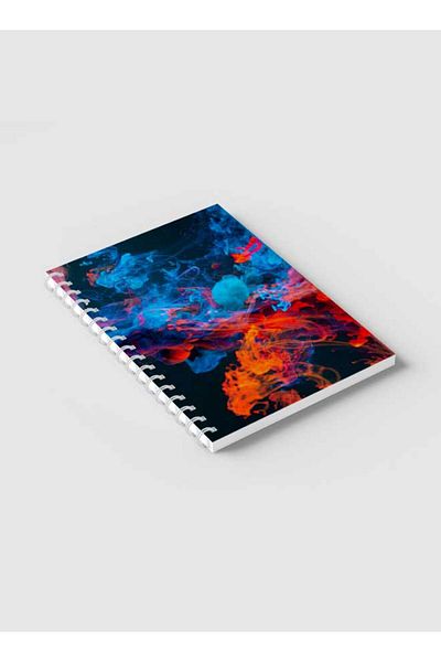 LOWHA Spiral Notebook with Front and Back Hard Covers Featuring Abstract Colored Smokes Design