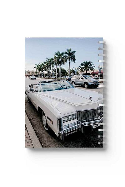 LOWHA Spiral Notebook with Front and Back Hard Covers Featuring Vintage Car Design