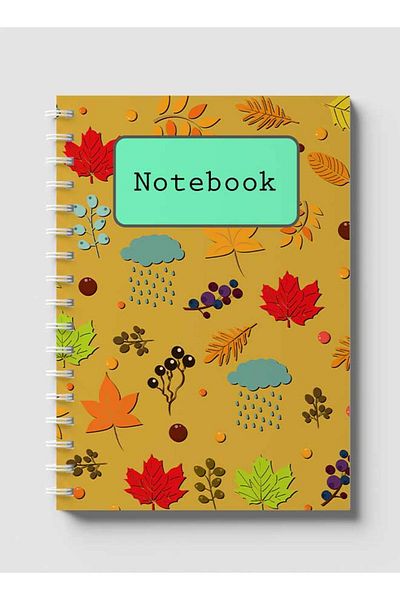 LOWHA Spiral Notebook with Front and Back Hard Covers Featuring Leaf Flower Rain Design