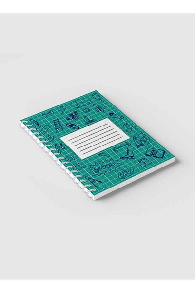 LOWHA Spiral Notebook with Front and Back Hard Covers Featuring Back to School Grid Lines Design