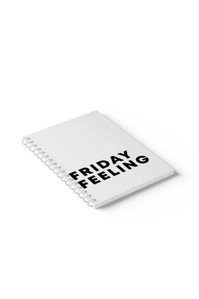 LOWHA دفتر ملاحظات حلزوني مع غلافين أمامي وخلفي صلبين بتصميم "Friday Feeling"