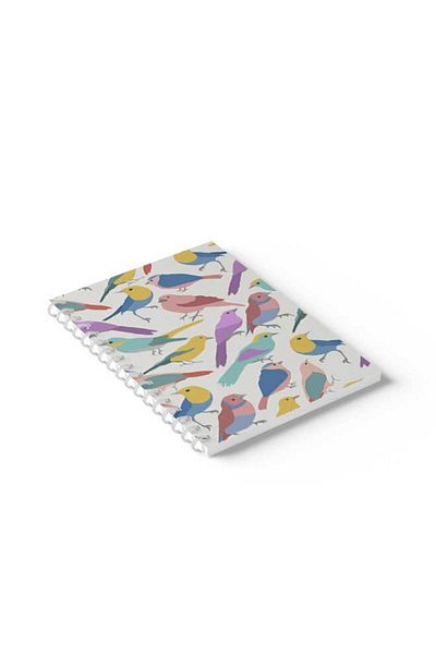 LOWHA Spiral Notebook with Front and Back Hard Covers Featuring Colourful Birds Design