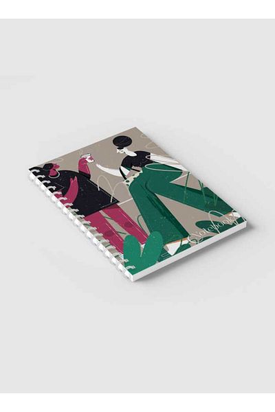 LOWHA Spiral Notebook with Front and Back Hard Covers Featuring Classical Theme Having Coffee Design