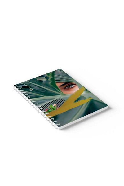 LOWHA Spiral Notebook with Front and Back Hard Covers Featuring Eye with Leaves Design