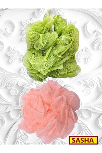 SASHA 2-piece bath body scrubber for cleaning and exfoliating the body, mesh gloves for use with shower gel, lotion, scrub, soap, oil