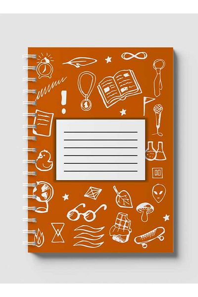 LOWHA Spiral Notebook with Front and Back Hard Covers Featuring Back to School Light Orange Design