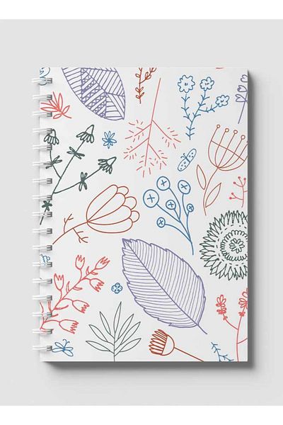 LOWHA Spiral Notebook with Front and Back Hard Covers Featuring Artisitc Doodle Flowers Design