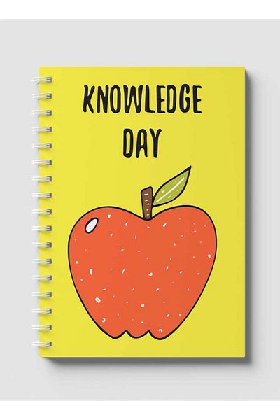 LOWHA Spiral Notebook with Front and Back Hard Covers Featuring Knowledge Day Apple Design