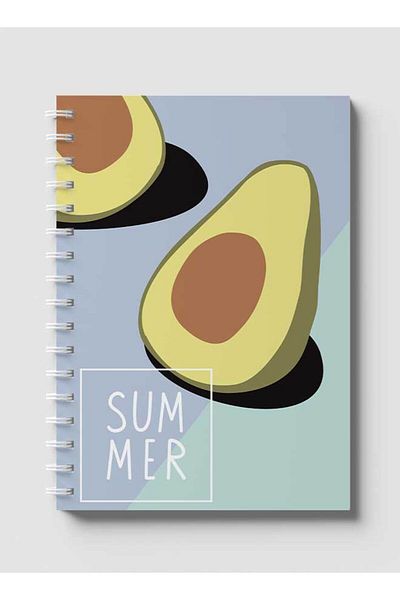 LOWHA Spiral Notebook with Front and Back Hard Covers Featuring Avocado Summer Design