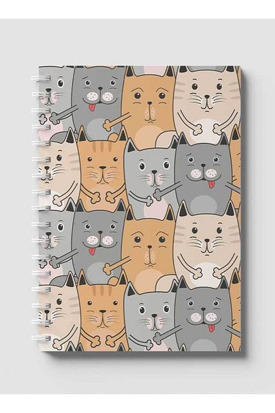LOWHA Spiral Notebook with Front and Back Hard Covers Featuring Cute Cats Design