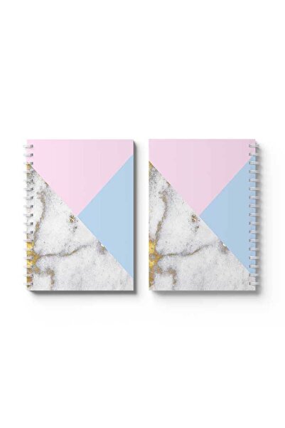 LOWHA دفتر ملاحظات حلزوني مع غلافين أمامي وخلفي صلبين بتصميم أشكال ملونة