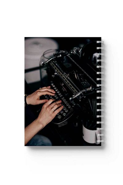 LOWHA Spiral Notebook with Front and Back Hard Covers Featuring Typing Design