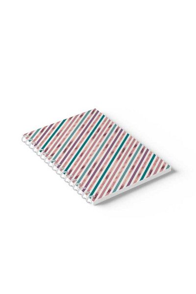 LOWHA Spiral Notebook with Front and Back Hard Covers Featuring Colourful Stripes Design