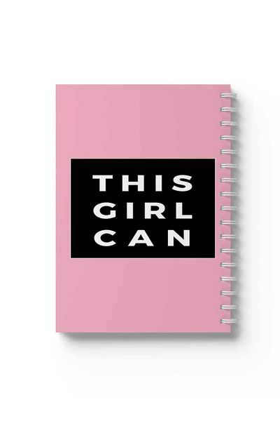LOWHA Spiral Notebook with Front and Back Hard Covers Featuring This Girl Can Design