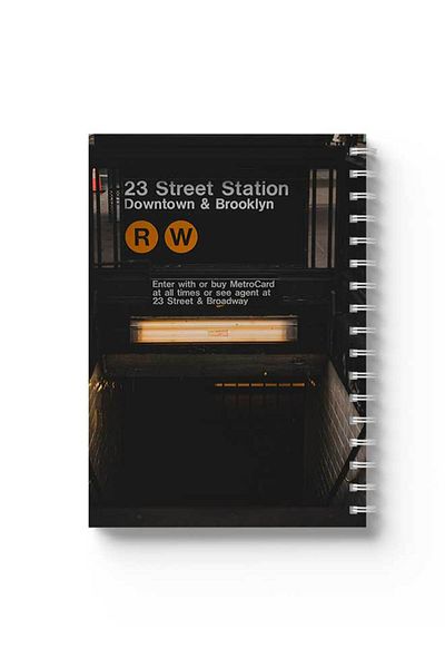LOWHA Spiral Notebook with Front and Back Hard Covers Featuring 23 Street Station Design
