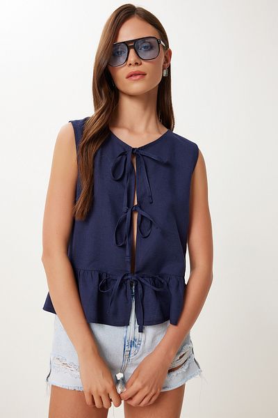 Lovelyİstanbul Linen Blouse with Binding Detail