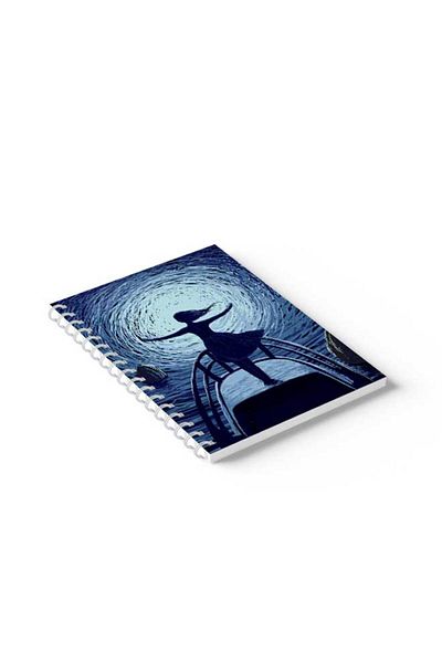 LOWHA Spiral Notebook with Front and Back Hard Covers Featuring Girl on the Boat Design