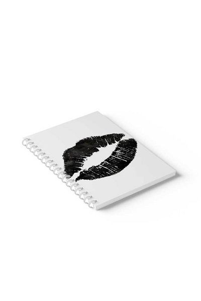 LOWHA Spiral Notebook with Front and Back Hard Covers Featuring lips Design
