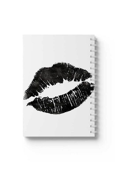 LOWHA Spiral Notebook with Front and Back Hard Covers Featuring lips Design