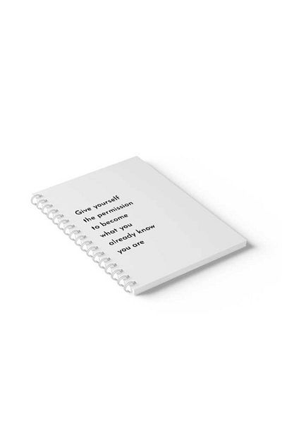 LOWHA Spiral Notebook with Front and Back Hard Covers Featuring Give Yourself the Permission Design